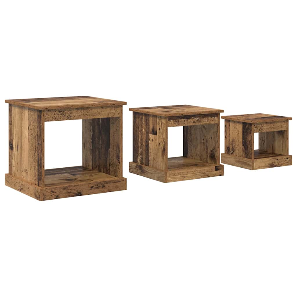 Mesa de centro 3 unid. madeira antiga 48 x 45 x 45 cm