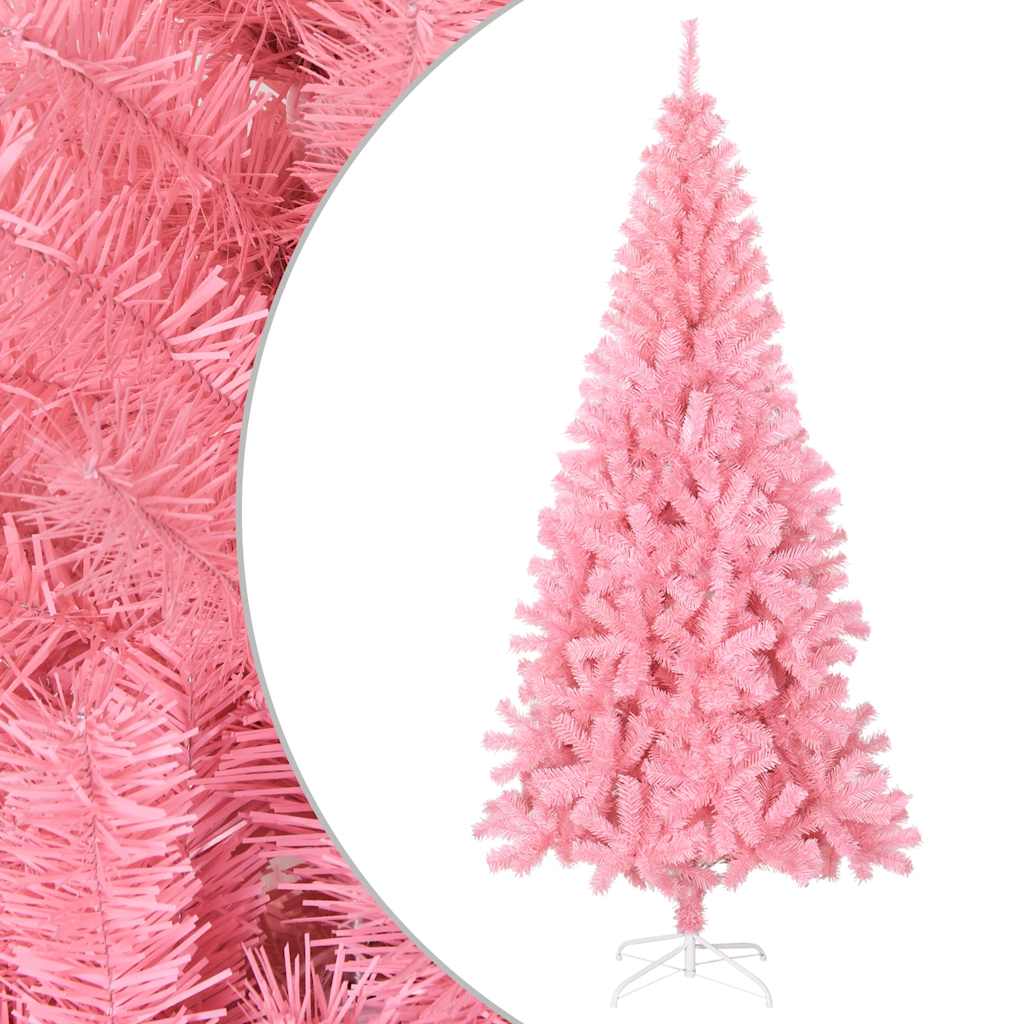 Árvore de natal artificial com suporte 210 cm PVC rosa