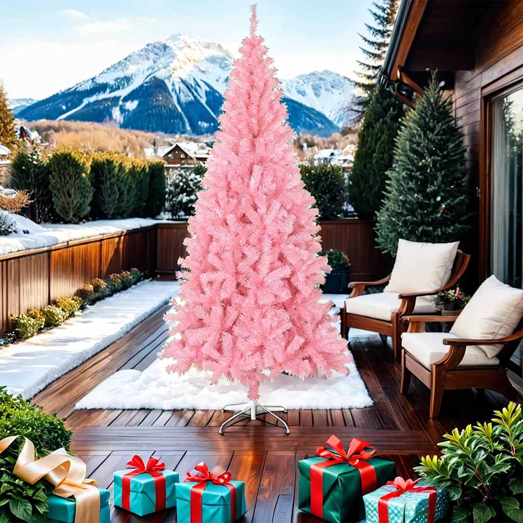 Árvore de natal artificial com suporte 210 cm PVC rosa