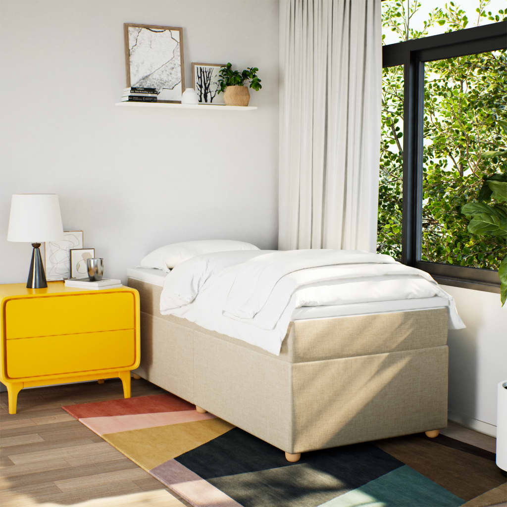 Cama com molas/colchão 90x200 cm tecido cor crème