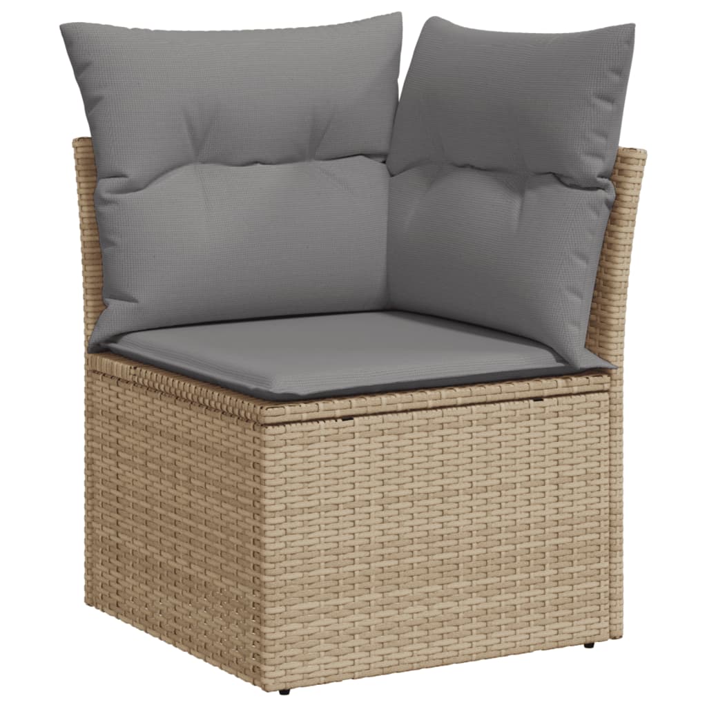 9 Pcs conjunto de sofás p/ jardim com almofadões vime PE bege
