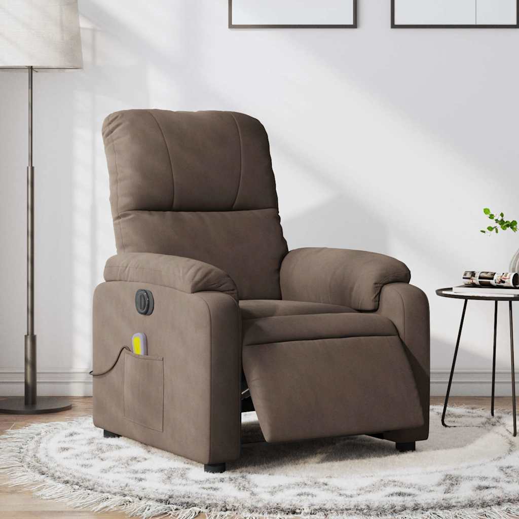Poltrona de massagens reclinável elétrica microfibra castanho