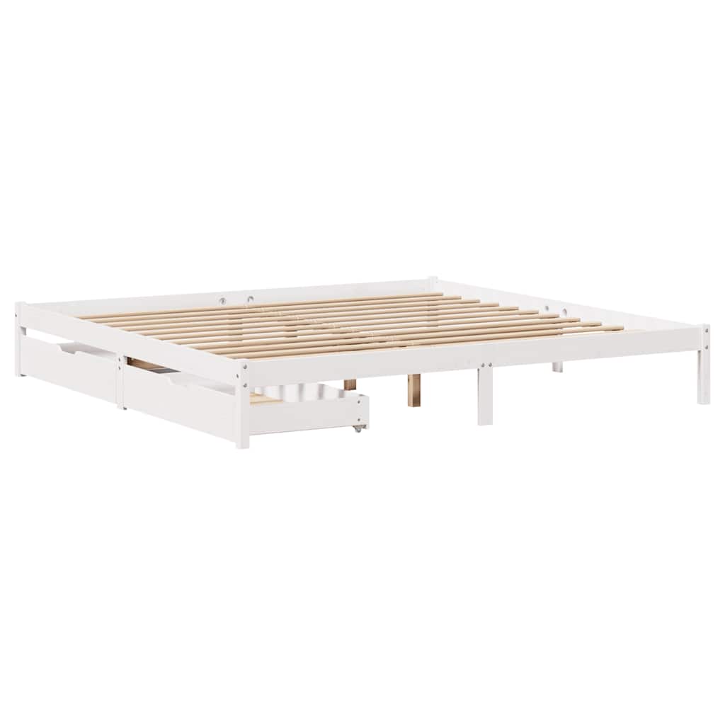 Cama sem colchão 180x200 cm madeira de pinho maciça branco