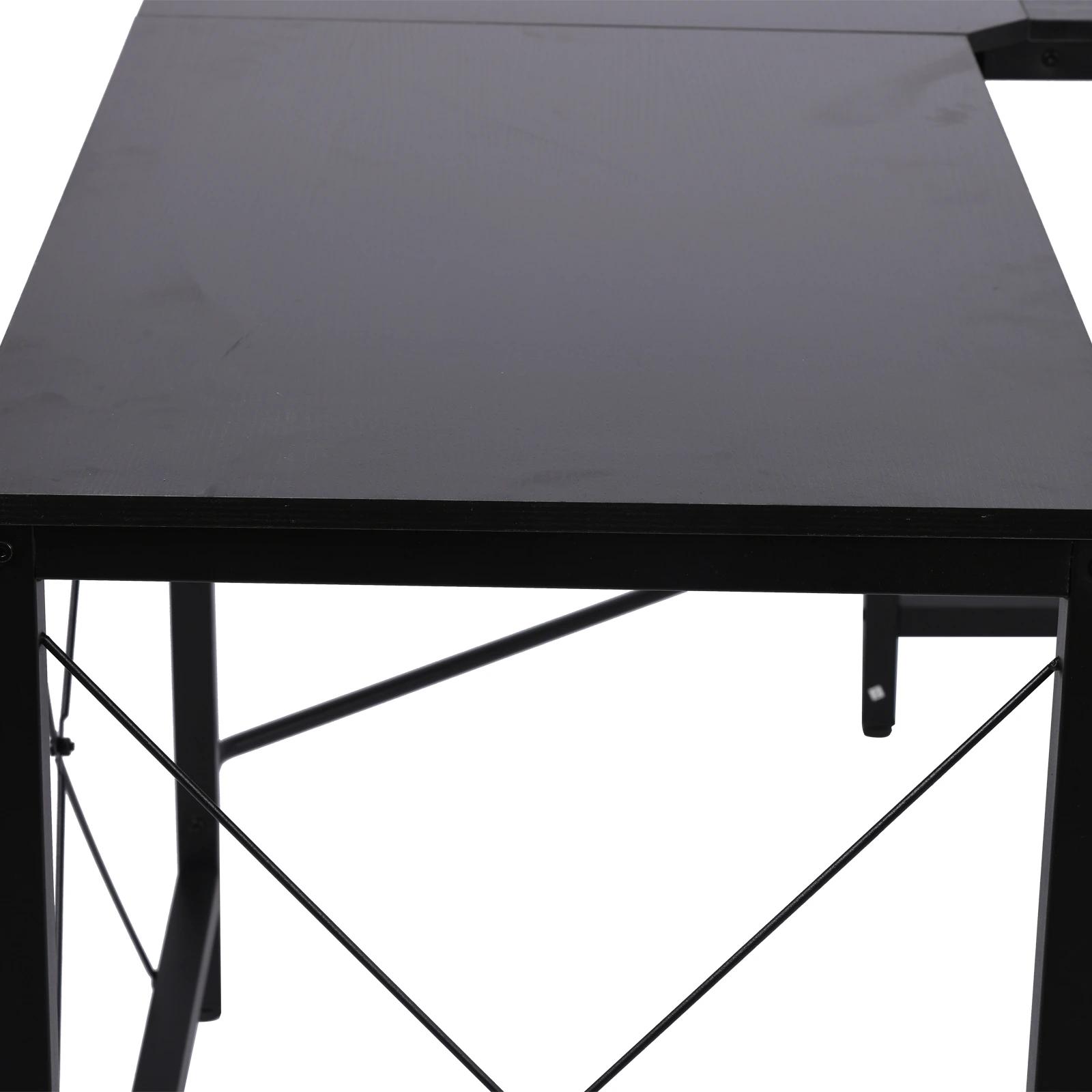 Secretária em Forma de L Secretária para Escritório com Estrutura de Metal Secretária de Canto 150x150x76 cm Preto