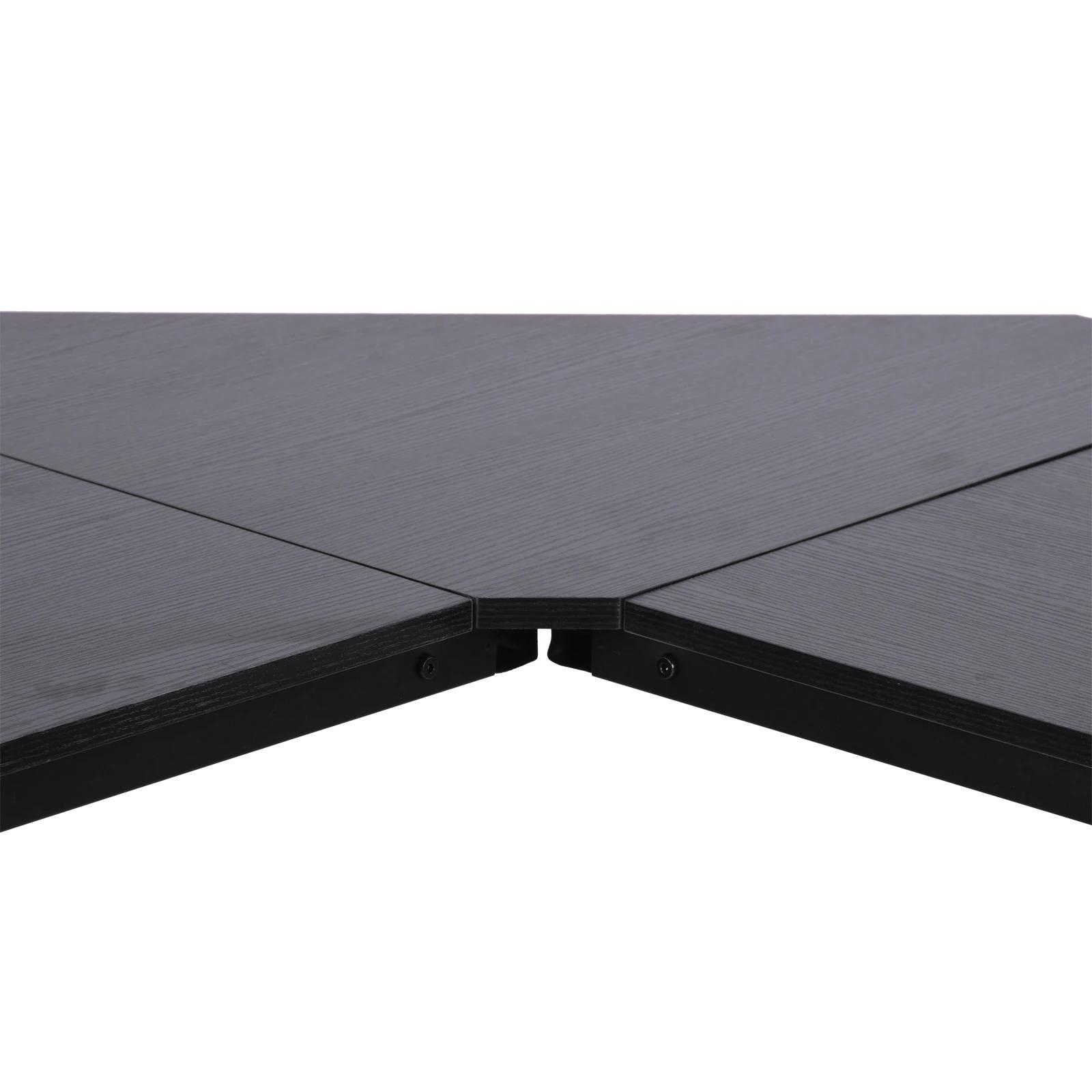 Secretária em Forma de L Secretária para Escritório com Estrutura de Metal Secretária de Canto 150x150x76 cm Preto