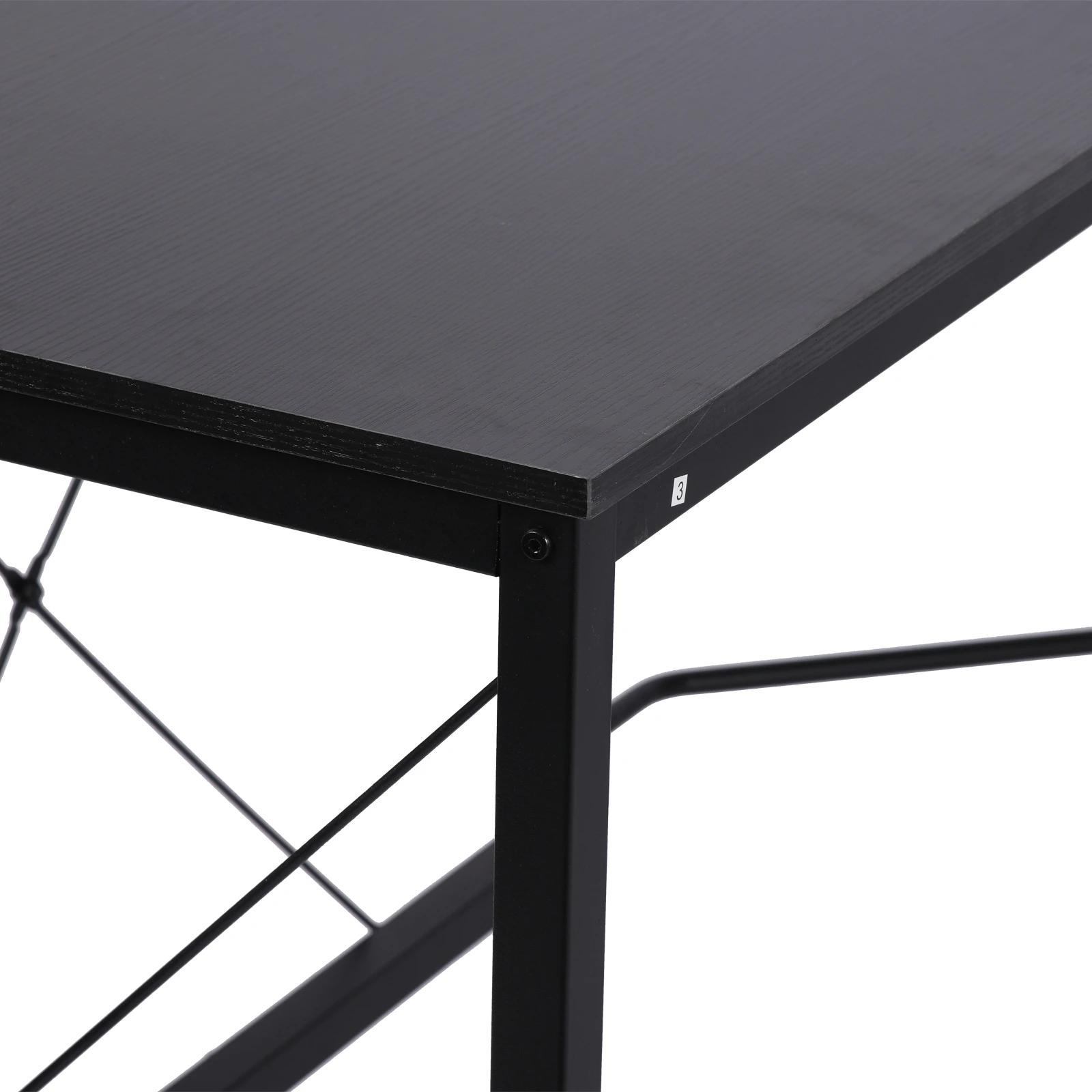 Secretária em Forma de L Secretária para Escritório com Estrutura de Metal Secretária de Canto 150x150x76 cm Preto