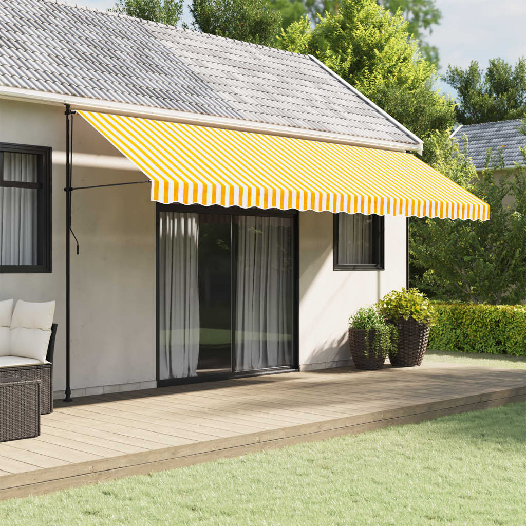 Tecido de substituição para sanefa de toldo 500 cm riscas amarelo/branco