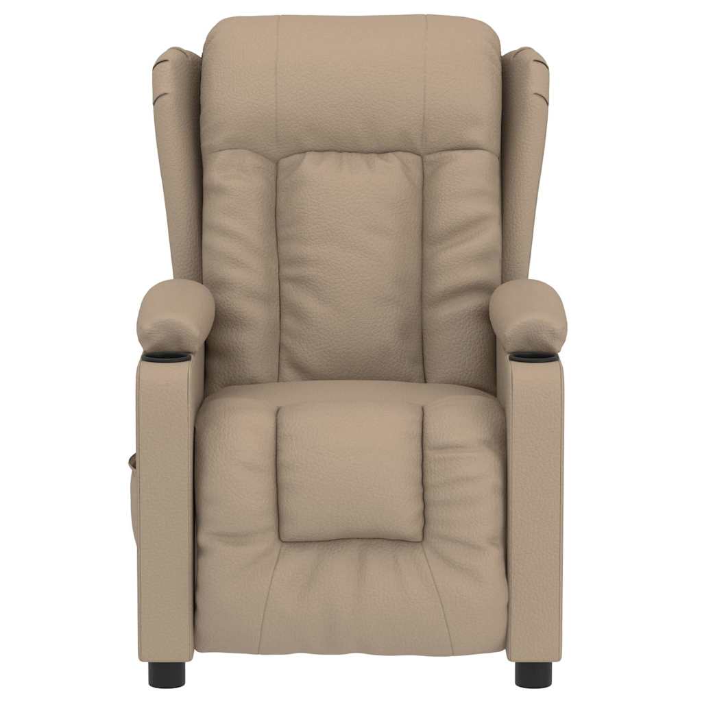 Poltrona massagens reclinável elétrica couro artif. cappuccino