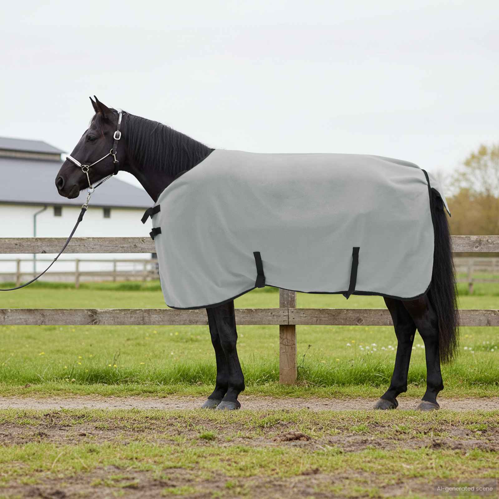 Cobertor de cavalo cinza claro total e rosa 115 cm poliéster