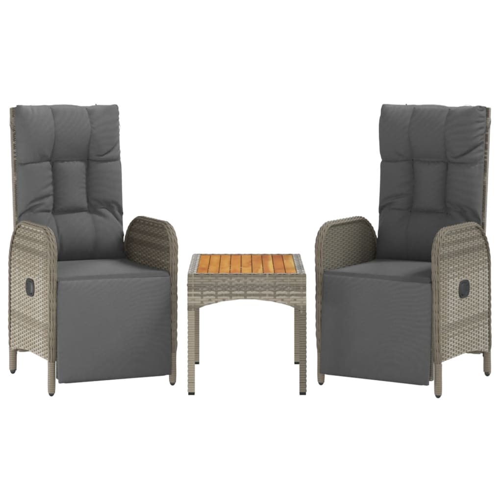 5 Pcs conjunto de jantar p/ jardim c/ almofadões vime PE cinza