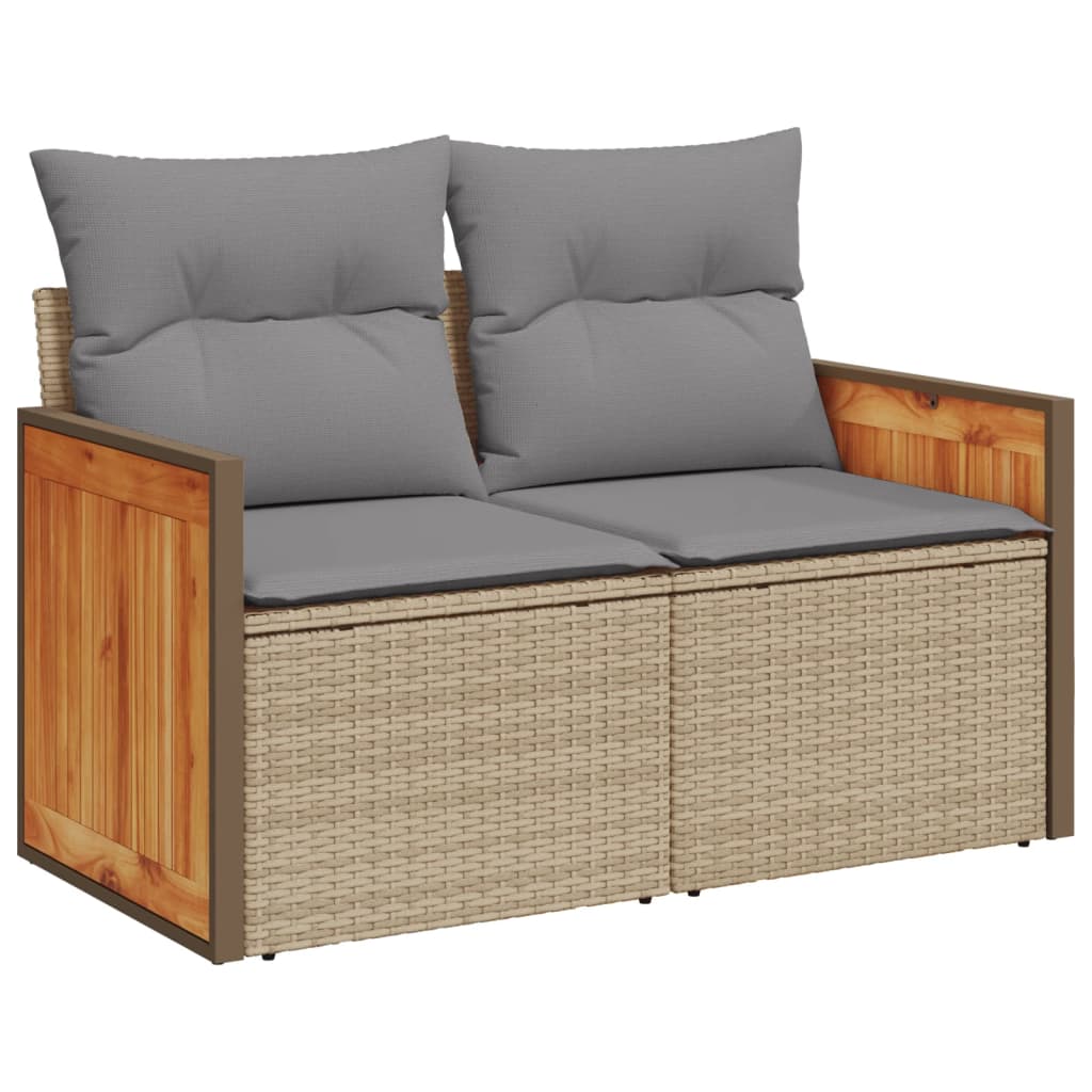 13 Pcs conjunto de sofás p/ jardim com almofadões vime PE bege