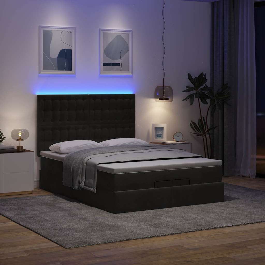 Estrutura de cama otomana com colchões 140x200 cm veludo preto