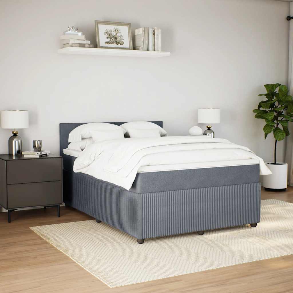 Cama com molas/colchão 160x200 cm veludo cinzento-escuro