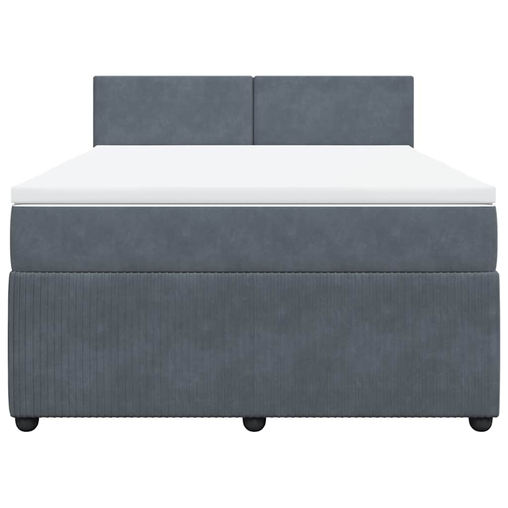 Cama com molas/colchão 160x200 cm veludo cinzento-escuro
