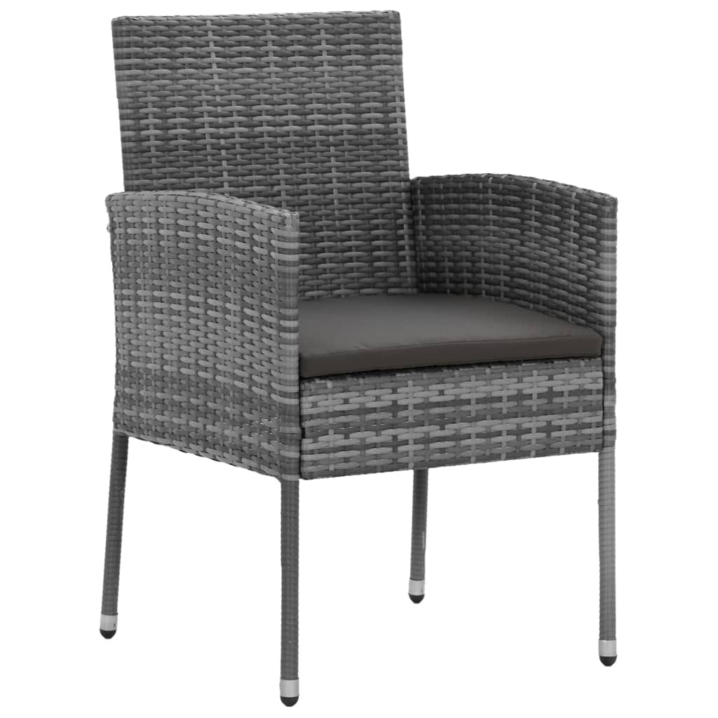 7 Pcs conjunto de jantar para exterior vime PE cinzento