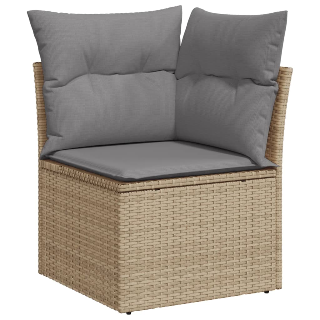 8 Pcs conjunto de sofás p/ jardim com almofadões vime PE bege