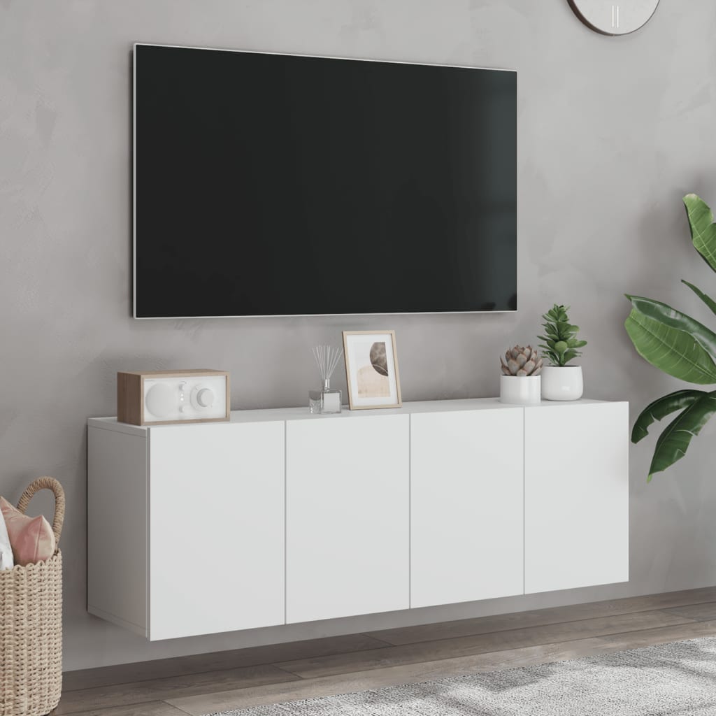 Móveis de parede para TV 2 pcs 60x30x41 cm branco