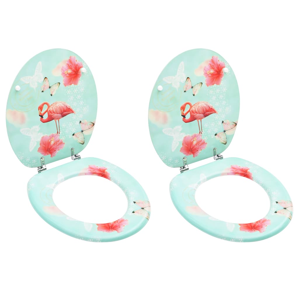 Assentos sanita com tampas 2 pcs MDF design flamingo