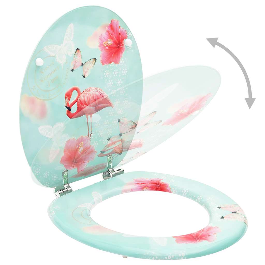 Assentos sanita com tampas 2 pcs MDF design flamingo