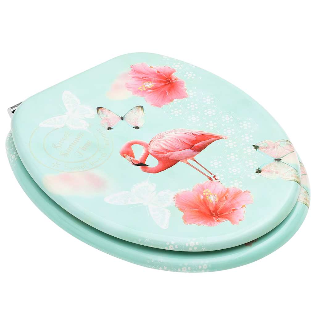 Assentos sanita com tampas 2 pcs MDF design flamingo