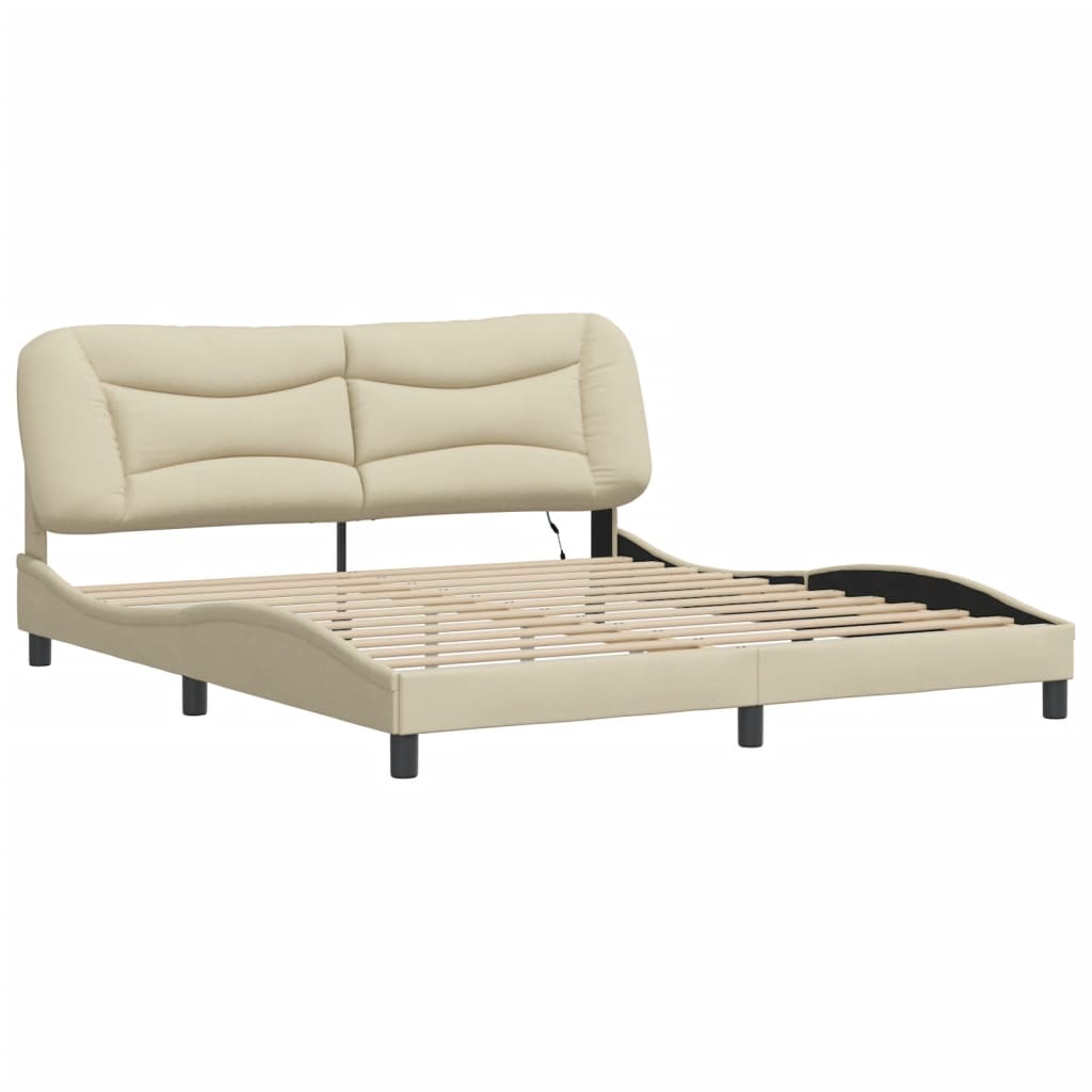 Estrutura de cama com LED sem colchão hvar 180x200 cm tecido creme