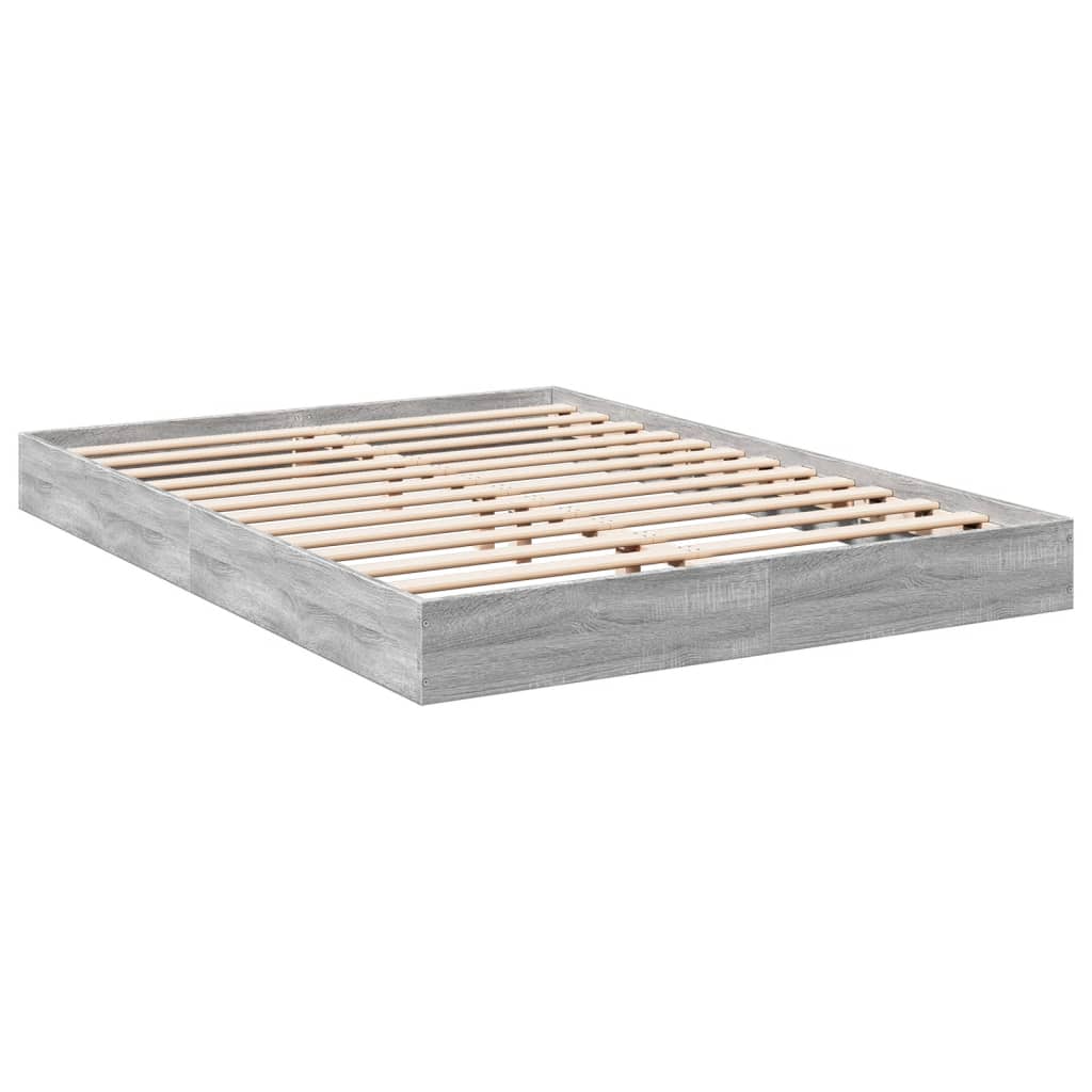 Estrutura de cama 140x200 cm derivados de madeira cinza sonoma