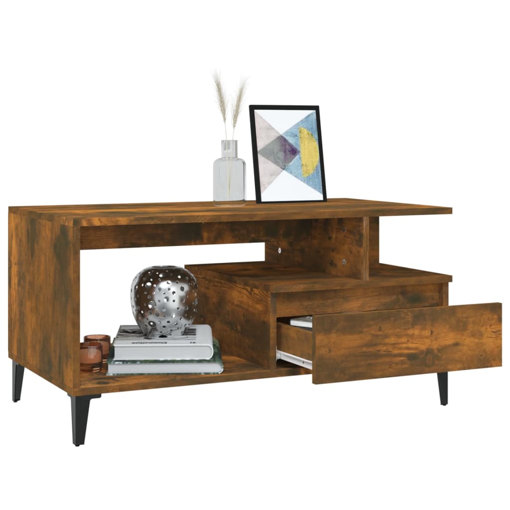 Mesa de centro 90x49x45 cm derivados madeira carvalho fumado