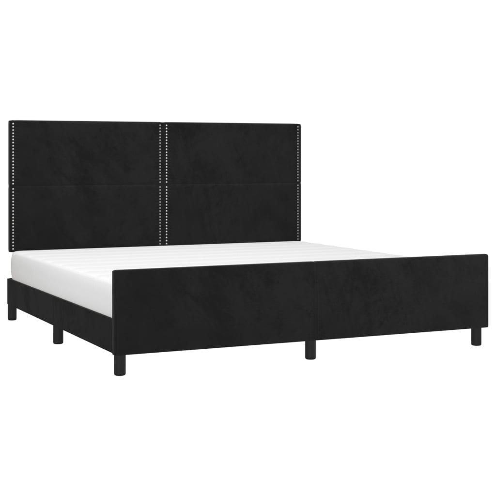 Estrutura de cama sem colchão 200x200 cm veludo preto