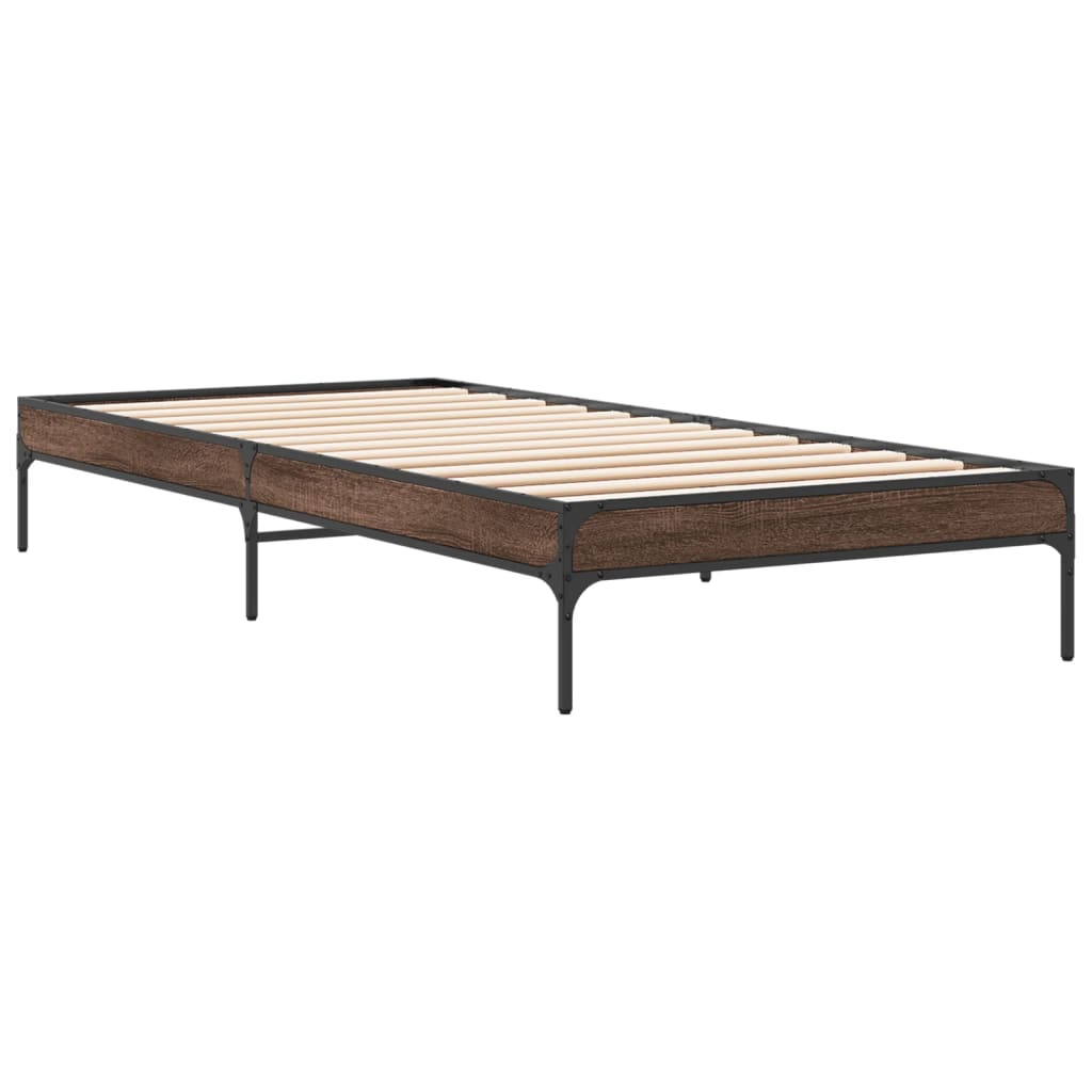 Estrutura de cama derivados de madeira/metal carvalho castanho