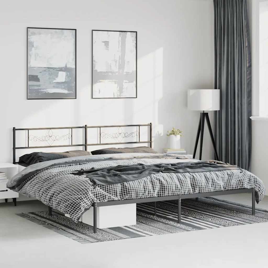 Estrutura de cama com cabeceira 183x213 cm metal preto