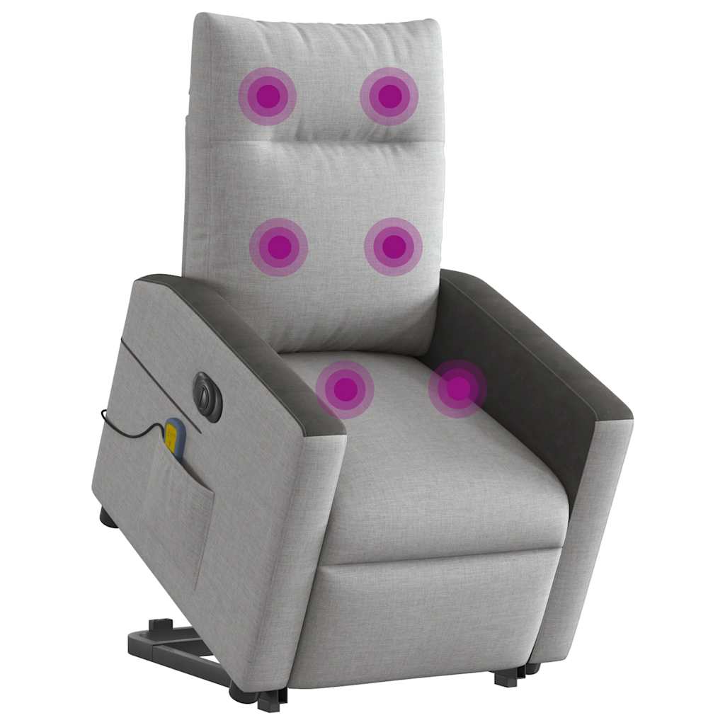 Poltrona elétrica elevatória massagens tecido cinzento-nublado