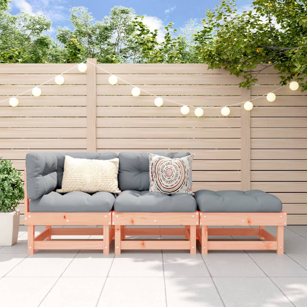 3 Pcs conjunto lounge de jardim madeira de douglas maciça