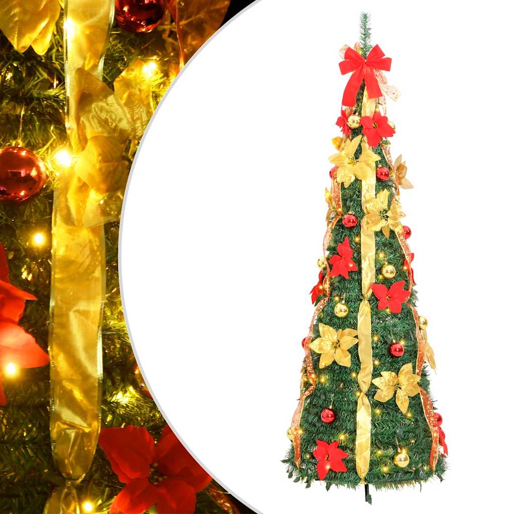Árvore de natal artificial pop-up c/ 50 luzes LED 120 cm verde