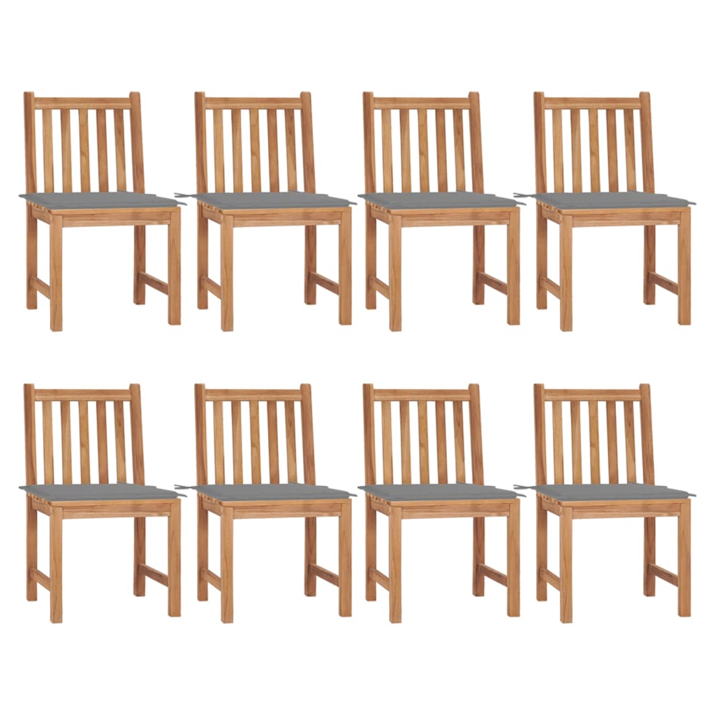 Cadeiras de jardim 8 pcs c/ almofadões madeira de teca maciça