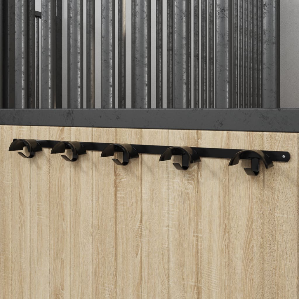 Suporte de brida para 5 bridas com 5 ganchos ferro preto
