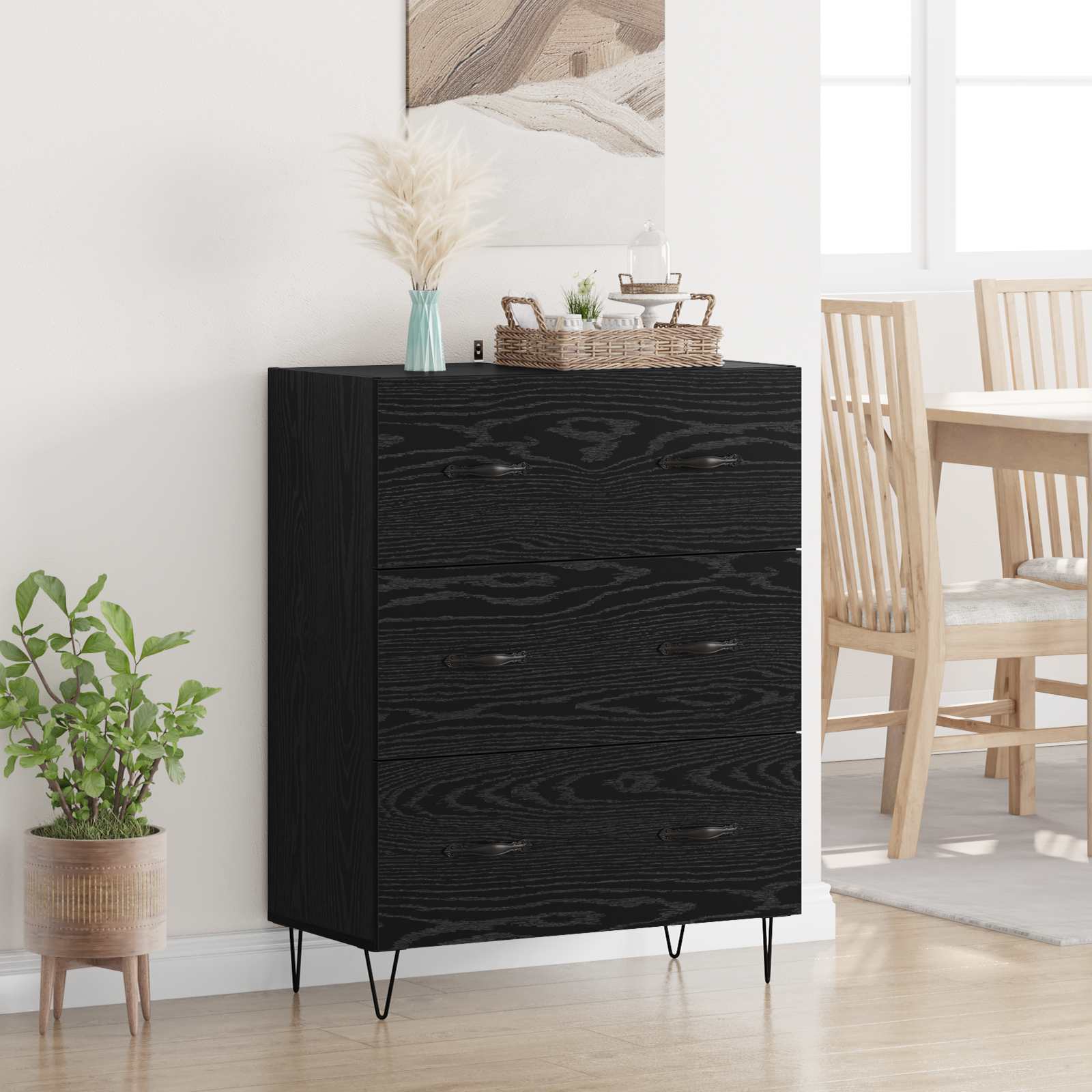 Buffet com gaveta carvalho preto 69,5 x 34 x 90 cm