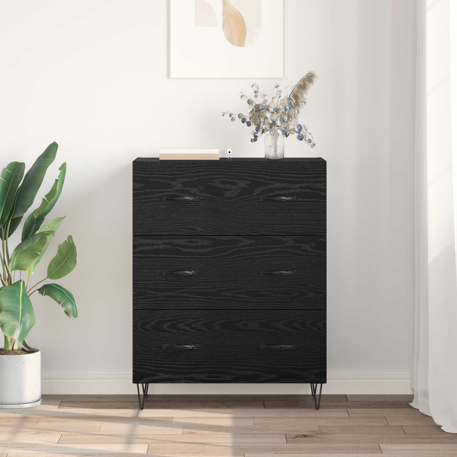 Buffet com gaveta carvalho preto 69,5 x 34 x 90 cm