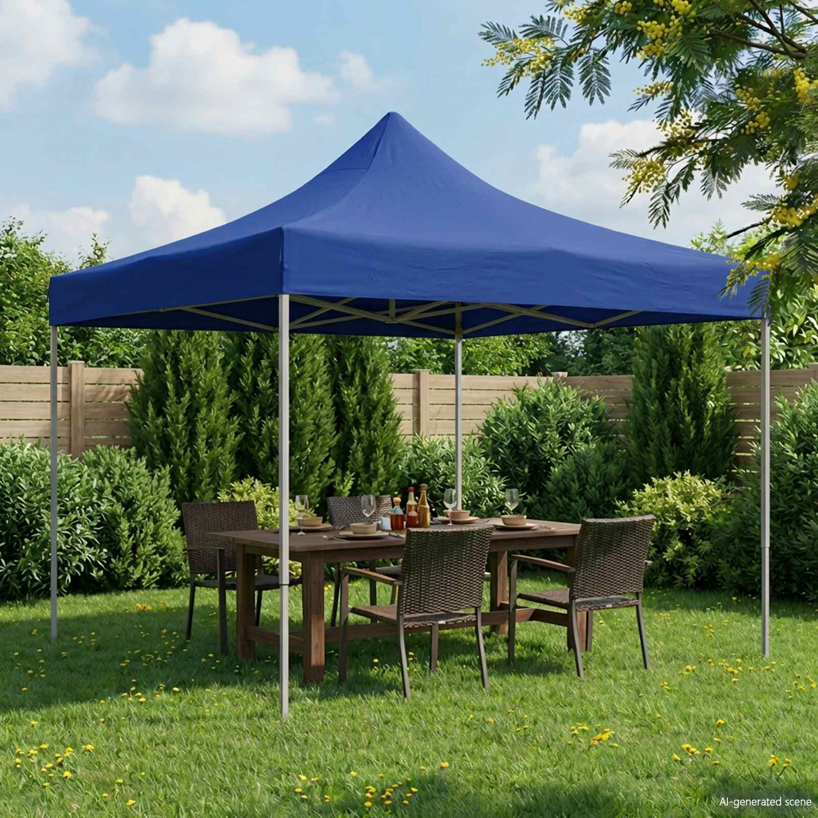 Tenda de festa azul 291 x 291 x 315 cm tecido oxford