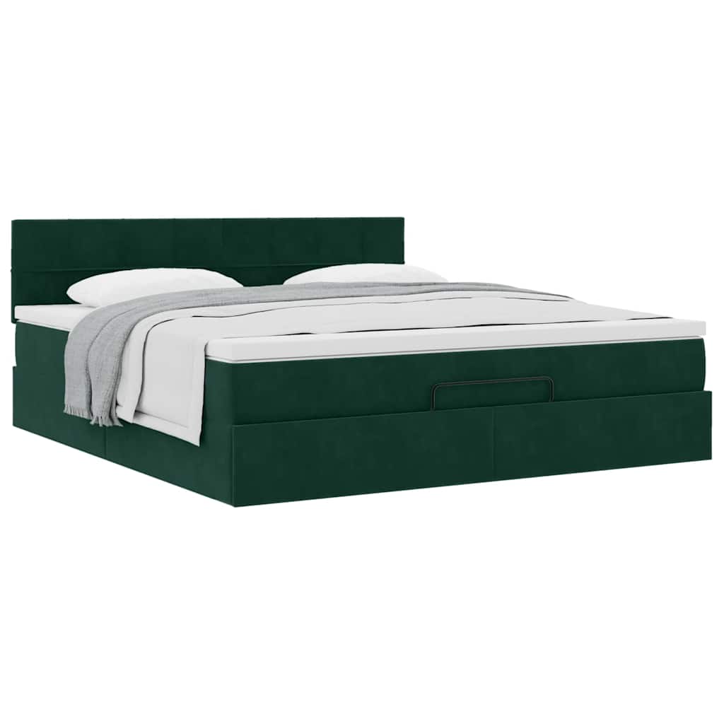 Estrutura de cama otomana com colchão 160x200 cm verde escuro