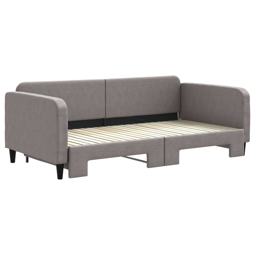 Sofá-cama com gavetão 100x200 cm tecido cinzento-acastanhado