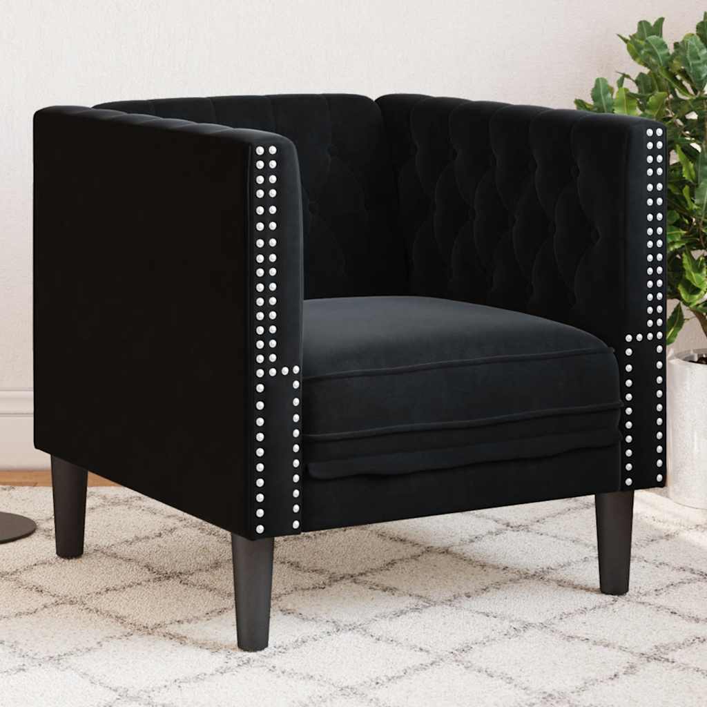 Sofá chesterfield veludo preto