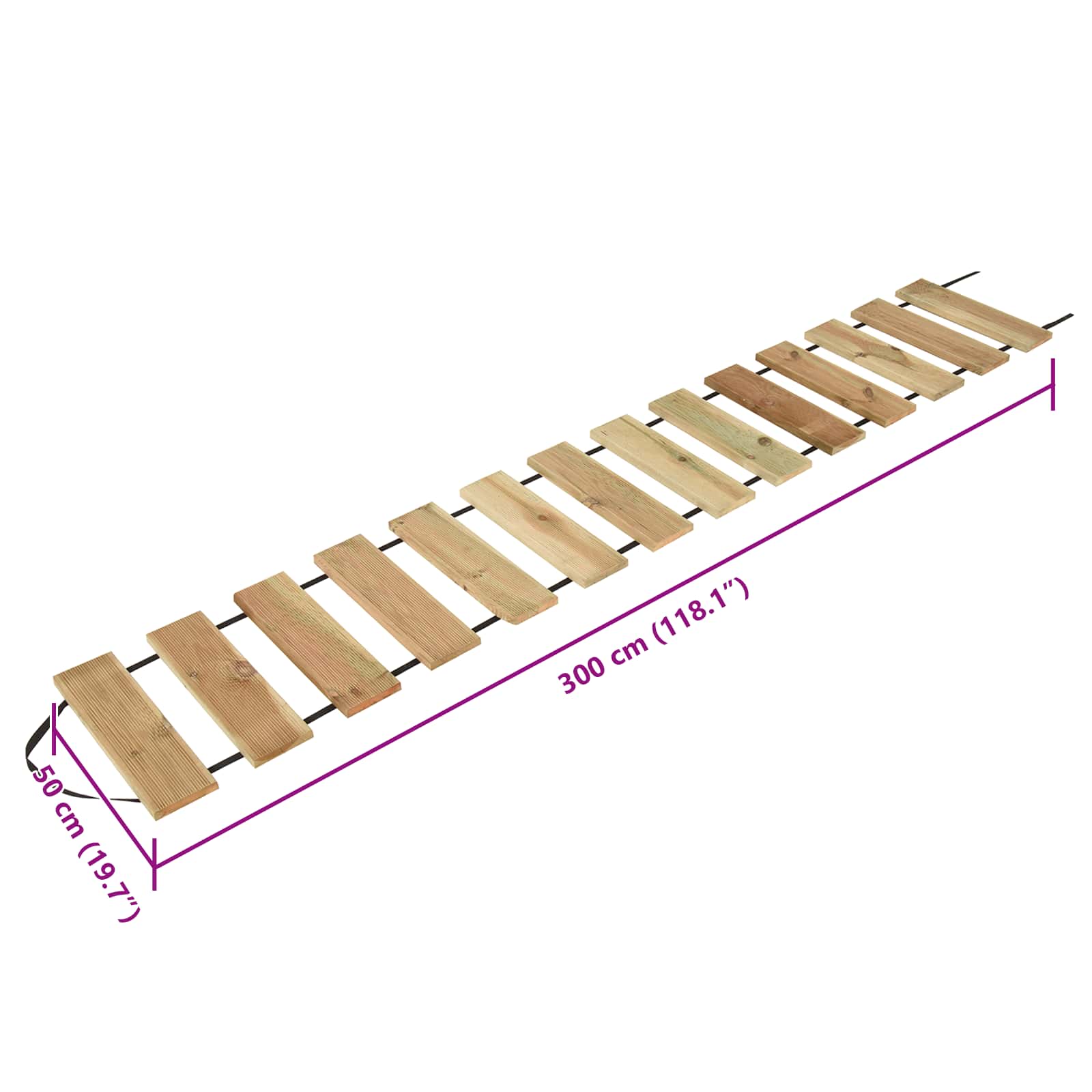 Rolô de deck natural 50 x 300 cm madeira de pinho impregnada