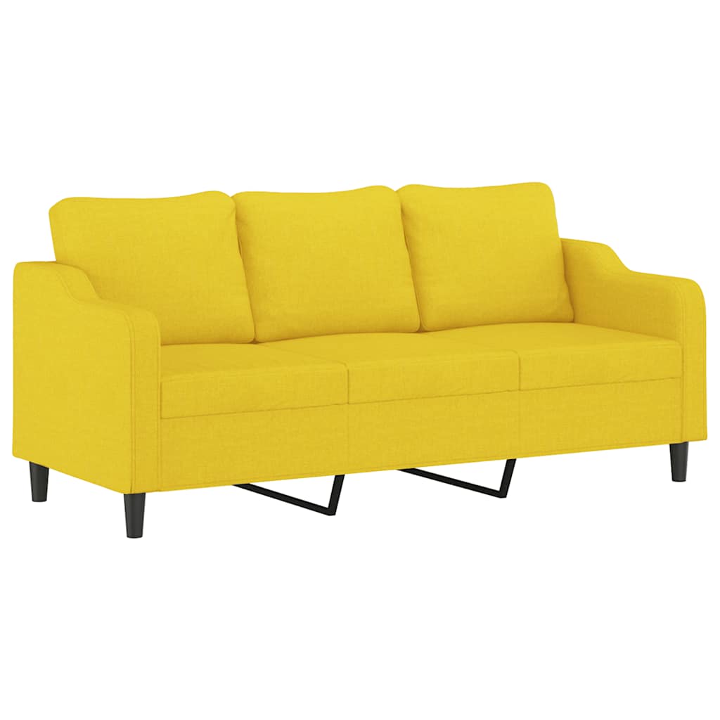 2 Pcs conjunto de sofás com almofadas tecido amarelo-claro