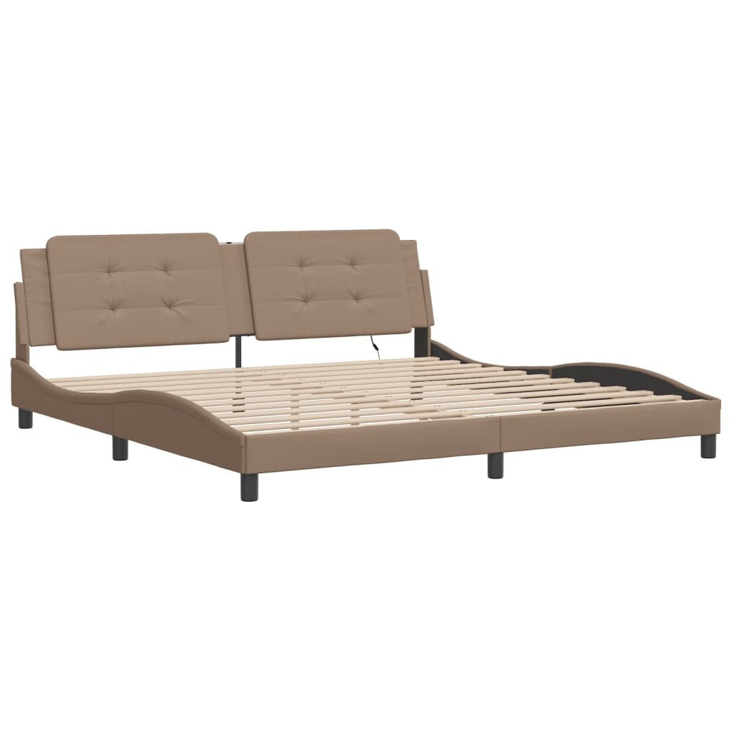 Estrutura de cama com LED sem colchão zadar 200x200 cm cappuccino