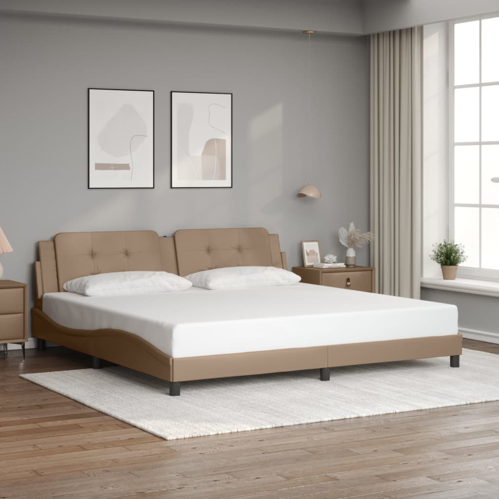 Estrutura de cama com LED sem colchão zadar 200x200 cm cappuccino