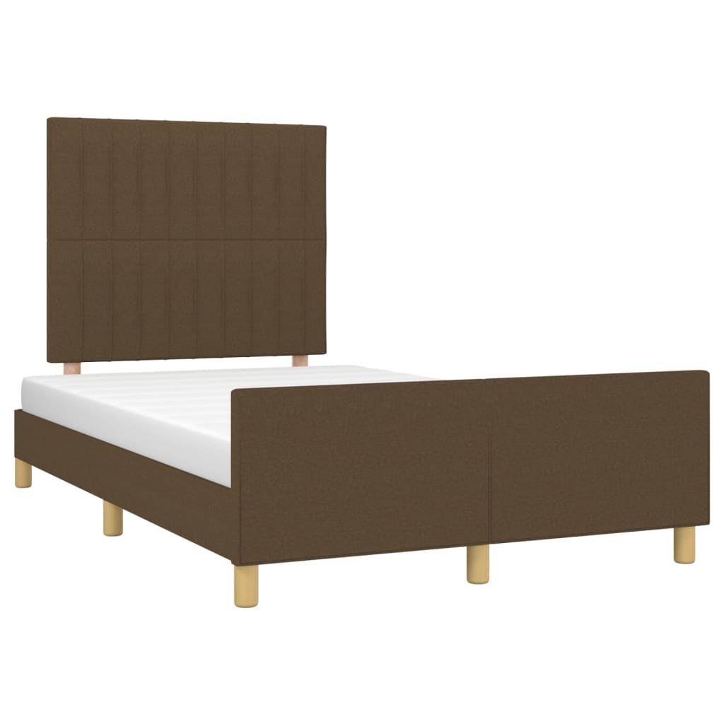 Estrutura de cama sem colchão 120x200 cm tecido castanho-escuro