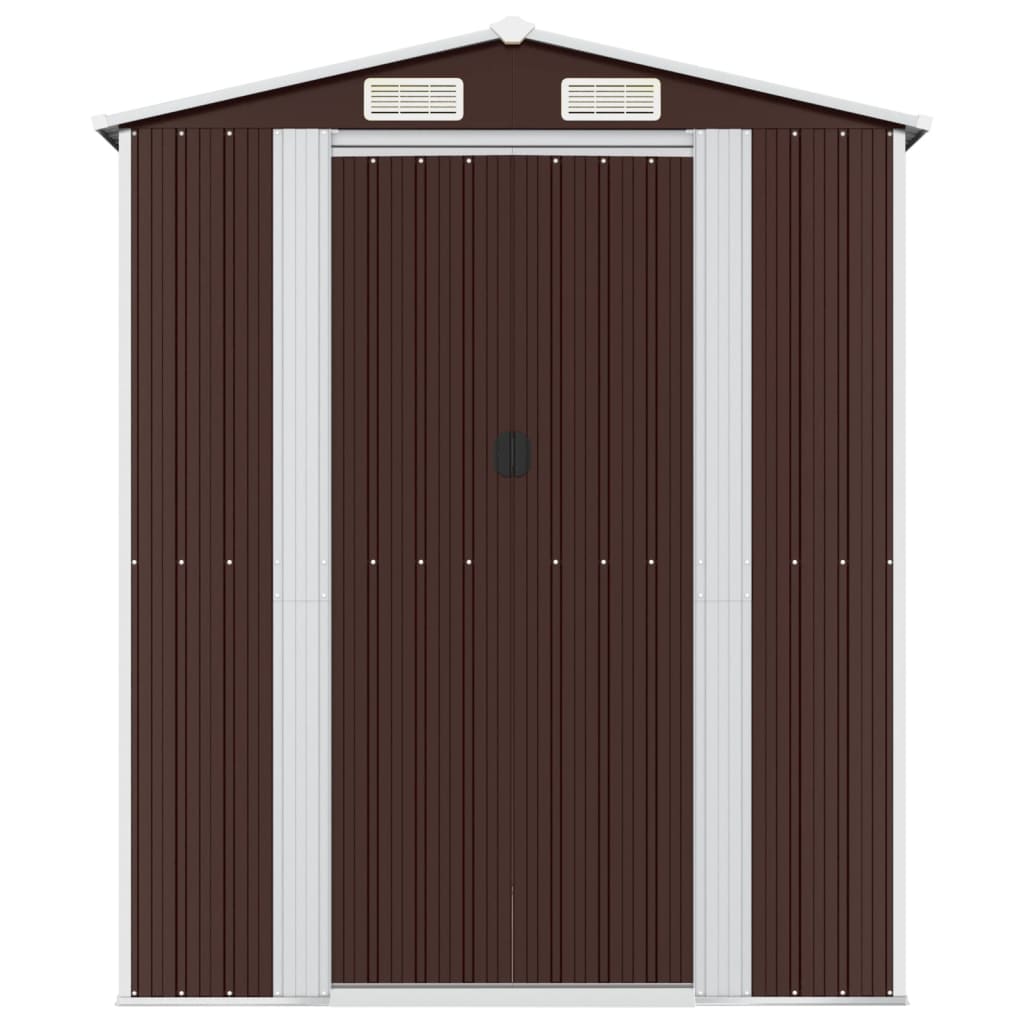 Abrigo de jardim 192x689x223 cm aço galvanizado castanho-escuro