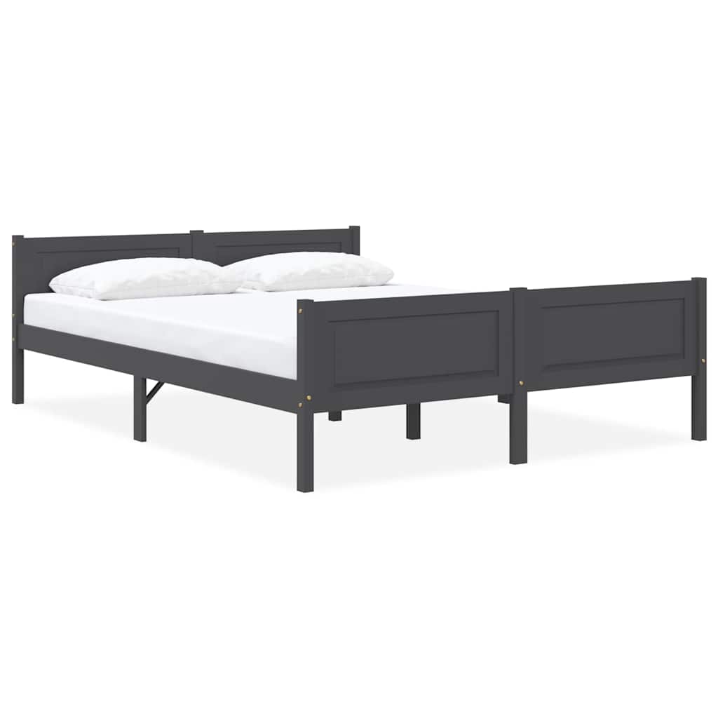 Estrutura de cama em pinho maciço 160x200 cm cinzento