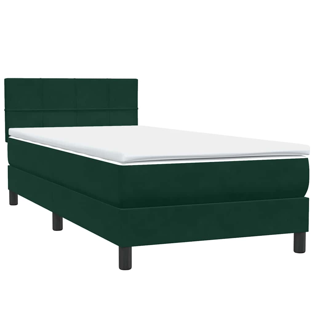 Cama com molas/colchão verde-escuro 80x220 cm veludo