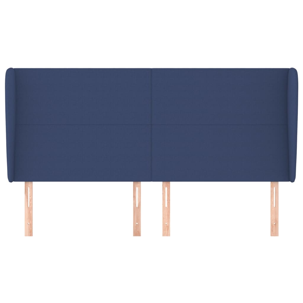 Cabeceira de cama c/ abas tecido 203x23x118/128 cm azul